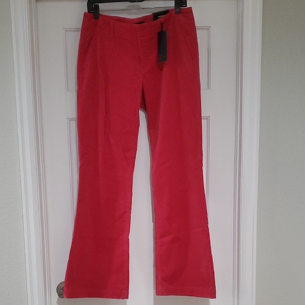 NWT Express Sarula Red LR Regular Fit Slimmer Flare Leg Women's sz 10